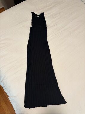 Abercrombie & Fitch Black Ribbed Midi Dress